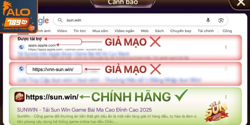 Sunwin giả mạo tinh vi và chiêu thức đánh lừa người dùng